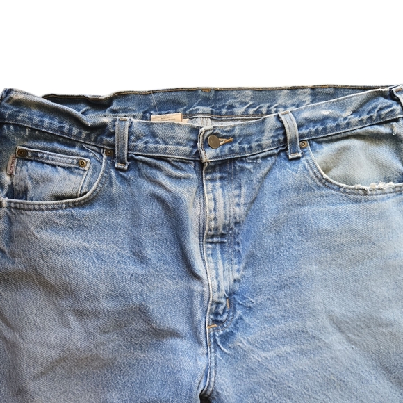 Carhartt Men’s Relaxed Fit Jeans 40x32 Light Blue Wash Distressed Workwear - Picture 4 of 8